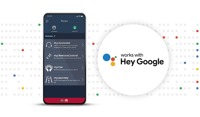 Comandi vocali con Mopar® Connect e Google Assistant